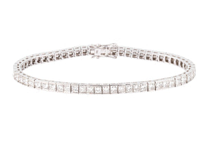 Bracelet ligne en diamant taille princesse sur or gris