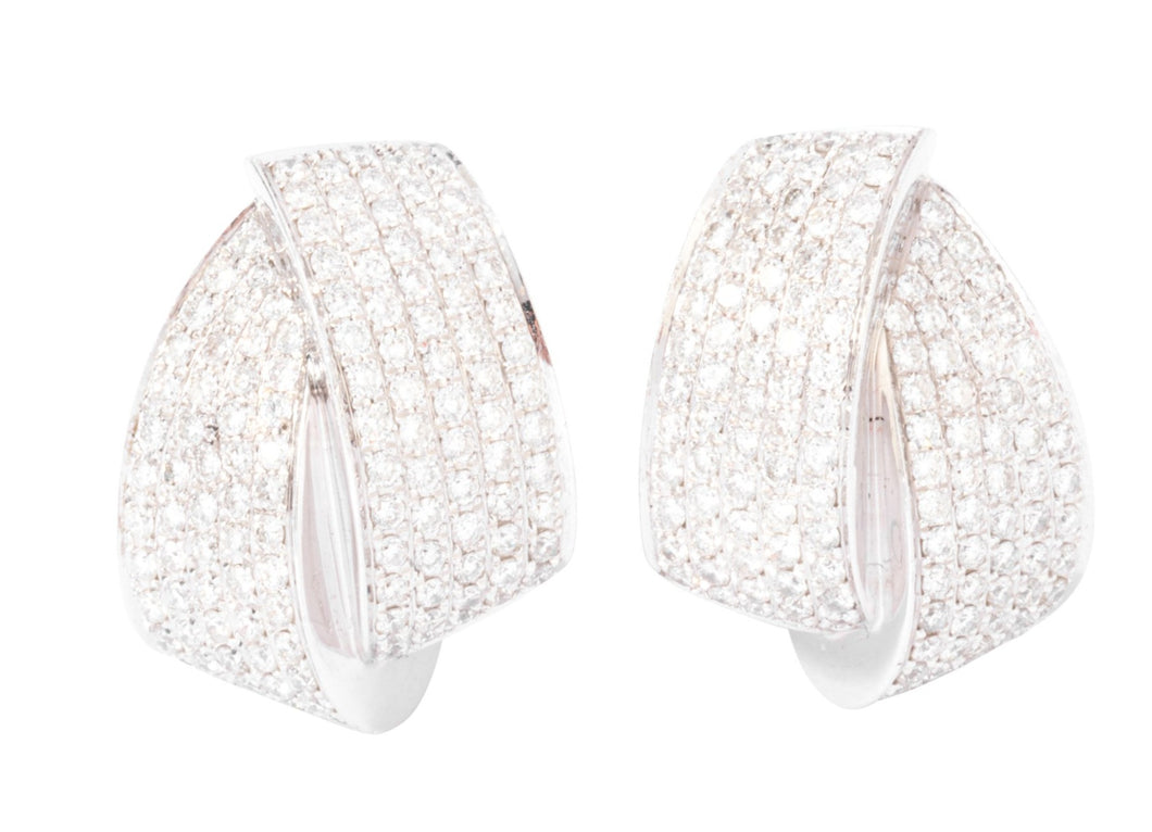 Double créole en or gris et diamant