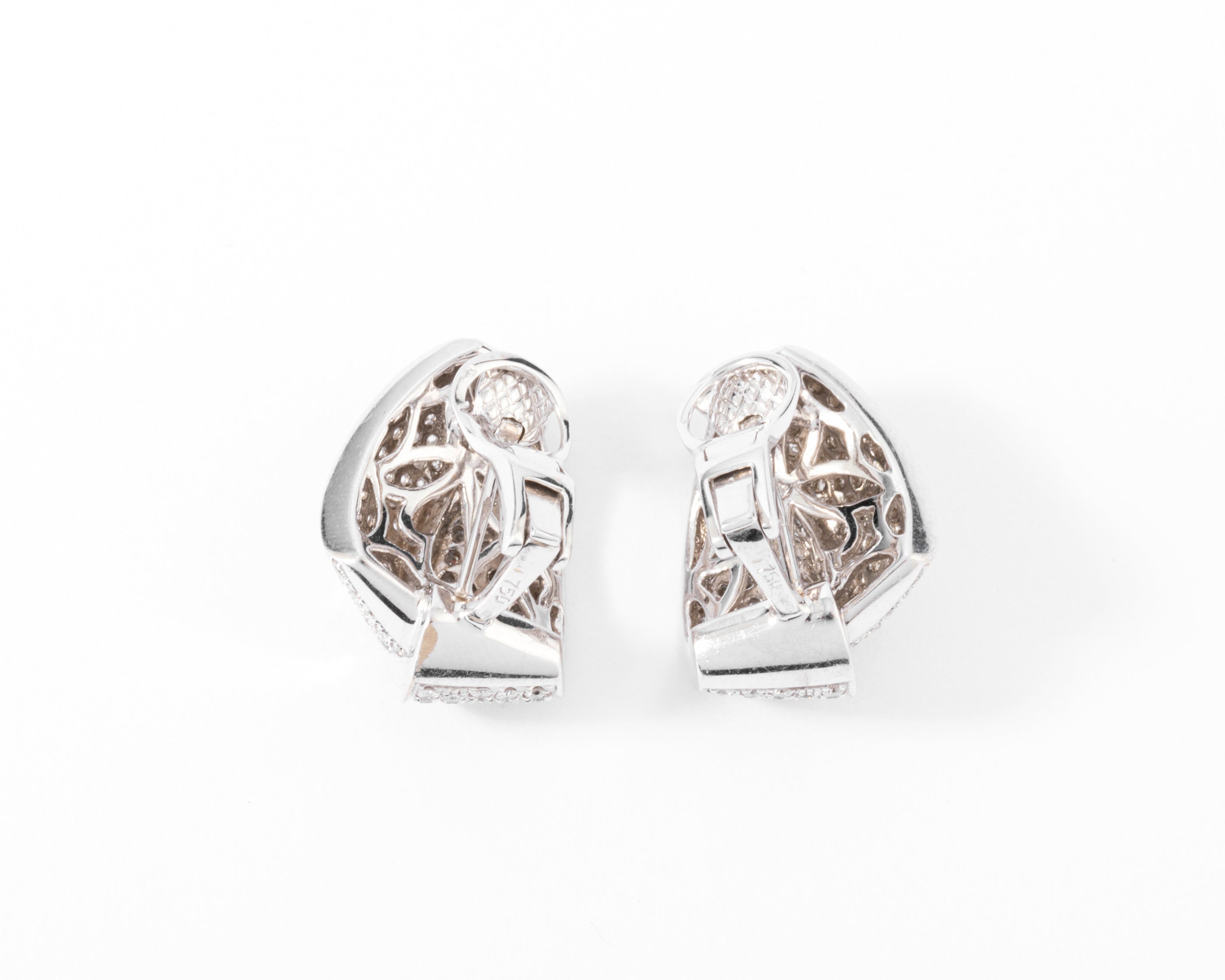 Double créole en or gris et diamant