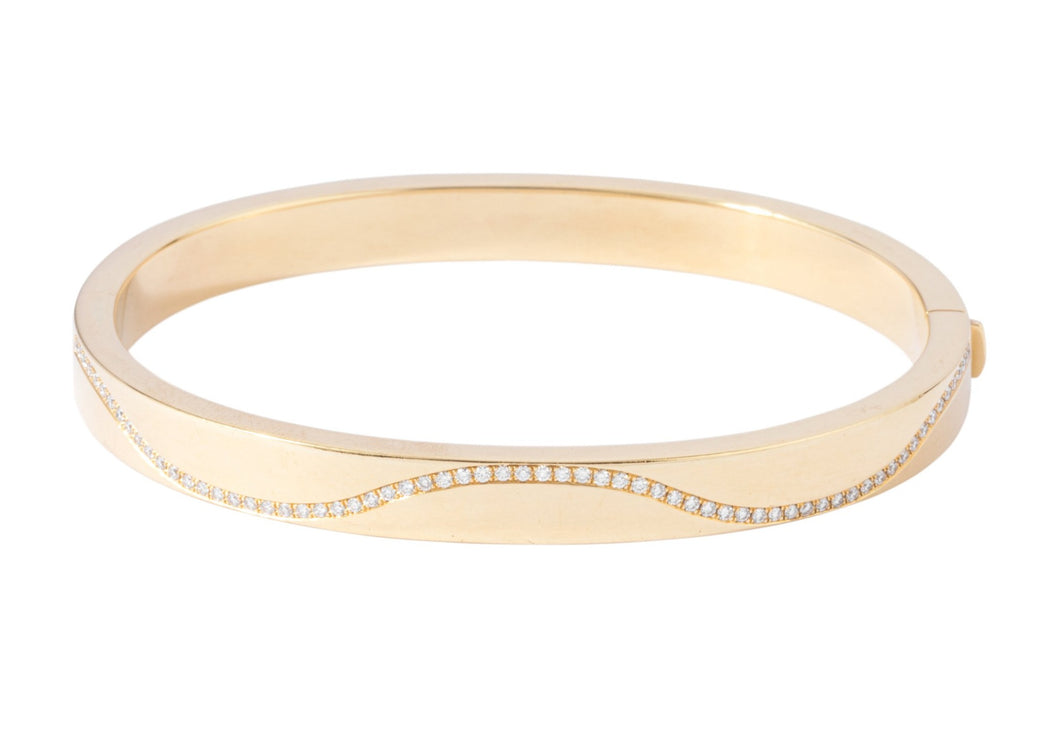 Bracelet jonc ouvrant or jaune et diamant