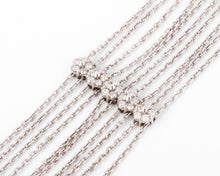 Charger l&#39;image dans la galerie, Bracelet or gris et diamant sur chaine força limée alternée de 4 motifs avec des fleurs
