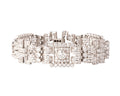 Bracelet platine et diamant art décot à motifs rectangulaires