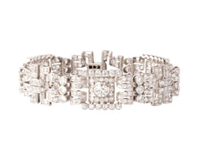 Charger l&#39;image dans la galerie, Bracelet platine et diamant art décot à motifs rectangulaires
