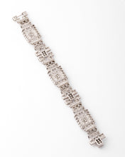 Charger l&#39;image dans la galerie, Bracelet platine et diamant art décot à motifs rectangulaires
