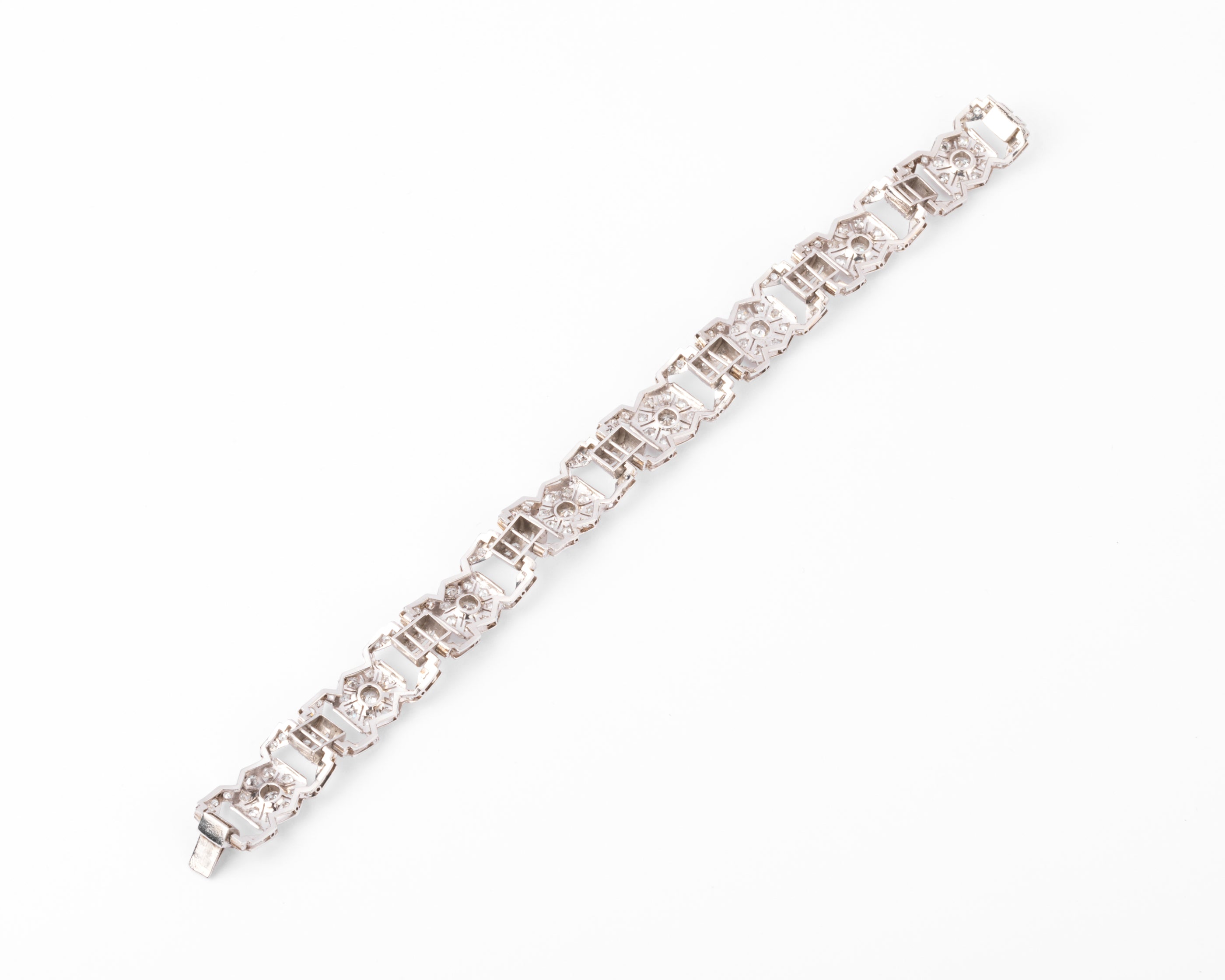 Bracelet or gris et platine au motifs octogonaux